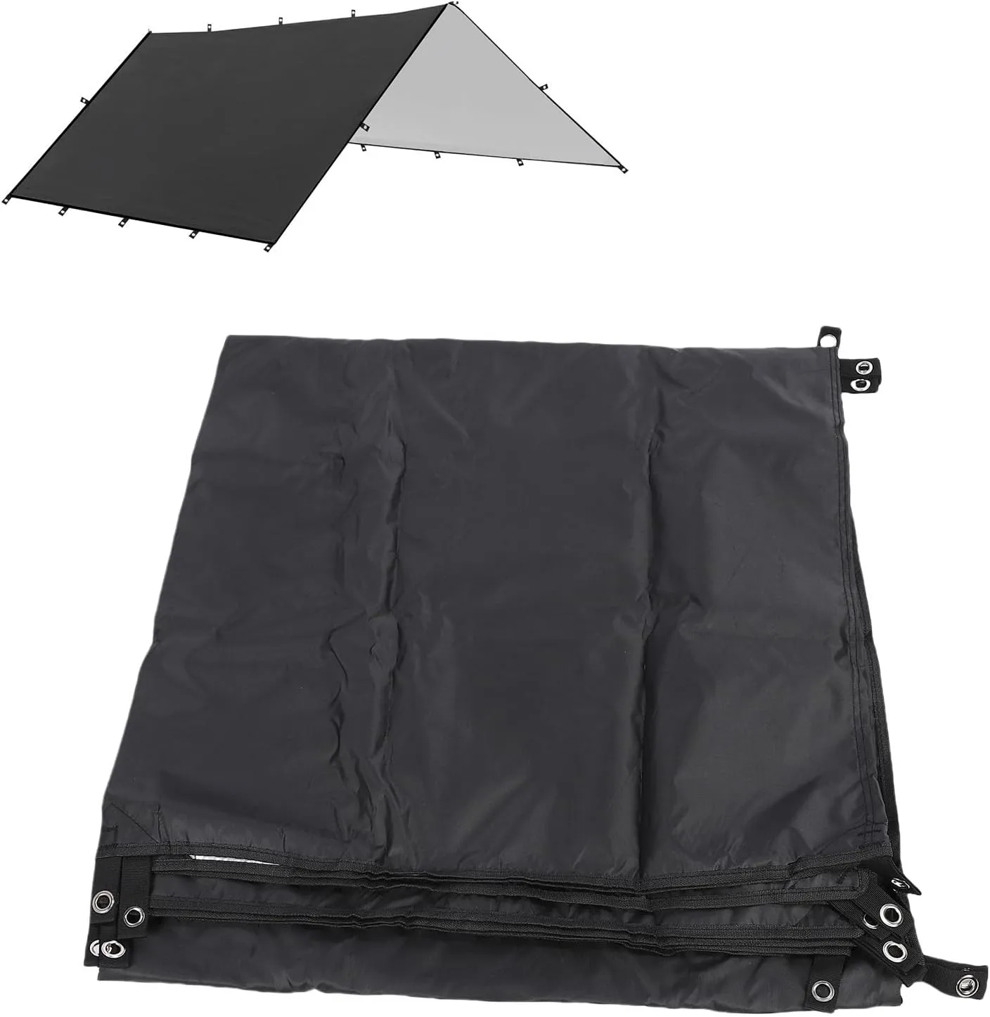 AYNEFY Tent Tarp, Lightweight Portable Camping Tarp with Ground Nails Wind Proof Ropes Multifunction Tent Awning Secure Fastening for Outdoor Travel Hiking Backpacking (S)