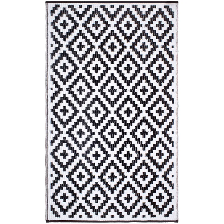 Aztec Black & White Diamond Pattern Foldable Large Waterproof Camping Mat - 270x360 CM
