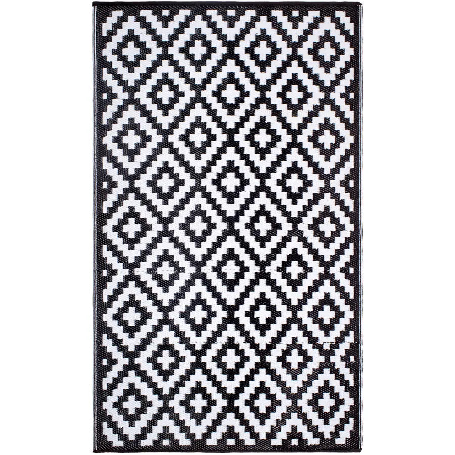Aztec Black & White Diamond Pattern Foldable Large Waterproof Camping Mat - 270x360 CM
