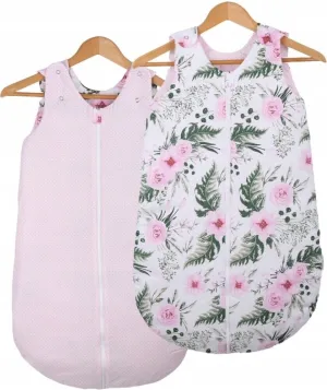 Baby Cotton Sleeping Bag Double Sided Sleepsack Quilted 1.0 Tog Garden Flowers