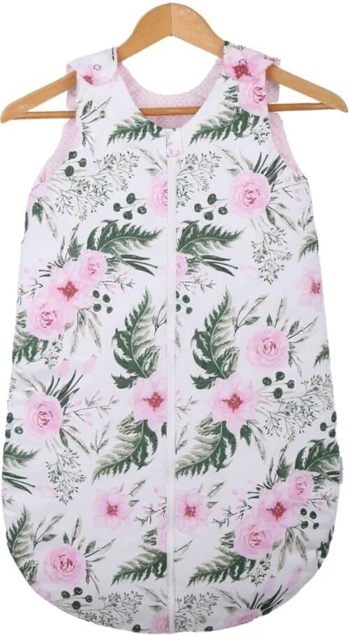 Baby Cotton Sleeping Bag Double Sided Sleepsack Quilted 1.0 Tog Garden Flowers