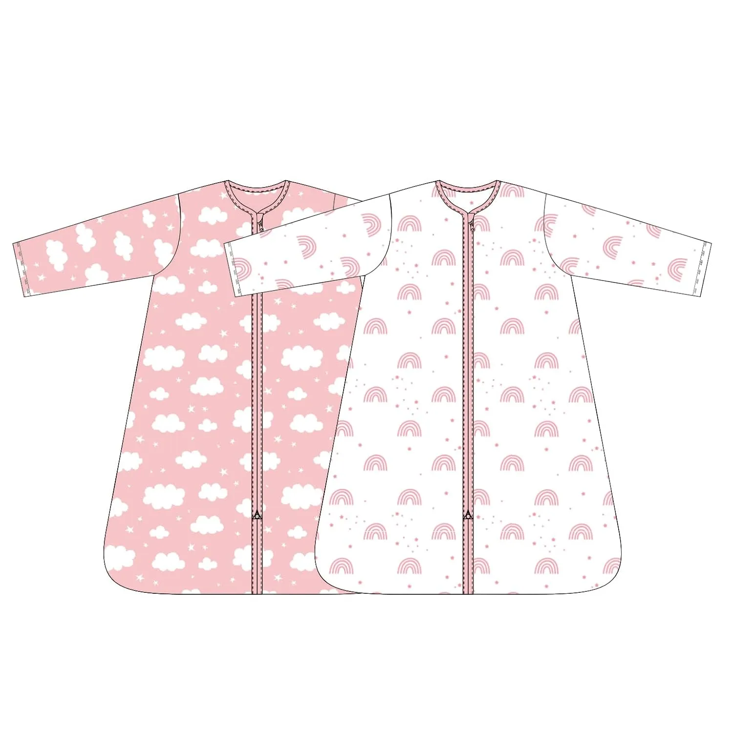 Baby Sleep Sack 18-24 Months 100% Cotton Long Sleeve Wearable Blanket Baby Sleep Bag with 2-Way Zipper 2 Pack 0.5 Tog Sleeping Sack for Newborn Infant White Pink