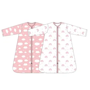 Baby Sleep Sack 18-24 Months 100% Cotton Long Sleeve Wearable Blanket Baby Sleep Bag with 2-Way Zipper 2 Pack 0.5 Tog Sleeping Sack for Newborn Infant White Pink