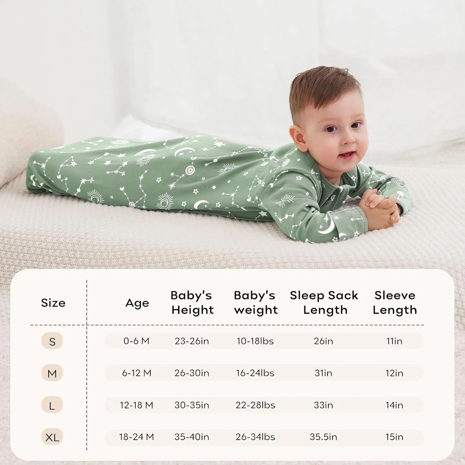 Baby Sleep Sack 6-12 Months 100% Cotton Long Sleeve Wearable Blanket Baby Sleep Bag with 2-Way Zipper 2 Pack 0.5 Tog Sleeping Sack for Newborn Infant