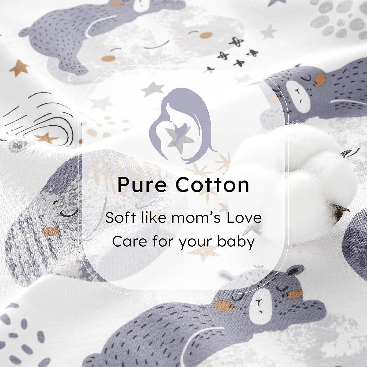 Baby Sleep Sack 6-12 months, 100% Cotton Sleeping Sack for Newborn and Infant, 3 Pack Baby Wearable Blanket for Boy and Girl, 0.5 Tog Lightweight Double Zipper Sleep Bag Grey Moon Bear