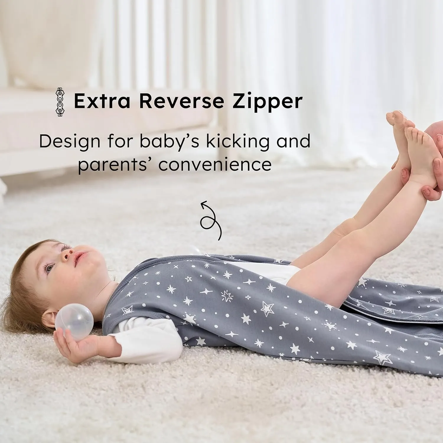 Baby Sleep Sack 6-12 months, 100% Cotton Sleeping Sack for Newborn and Infant, 3 Pack Baby Wearable Blanket for Boy and Girl, 0.5 Tog Lightweight Double Zipper Sleep Bag Grey Moon Bear