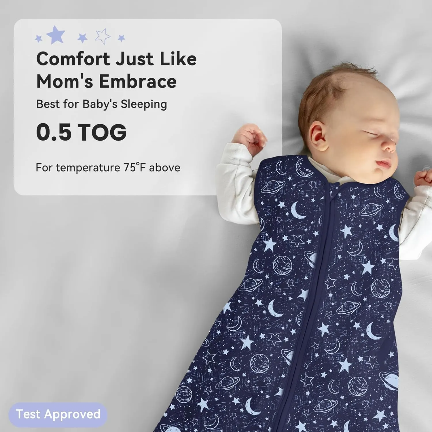 Baby Sleep Sack 6-12 Months 3 Pack 100% Cotton Lightweight 0.5 TOG Wearable Blanket Baby Sleep Bag with 2-Way Zipper for Newborn Infant Blue