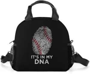Baseball It's in My DNA Portable Lunch Box Crossbody Bag Tote Insulated with Adjustable Strap Work Beach Picnic