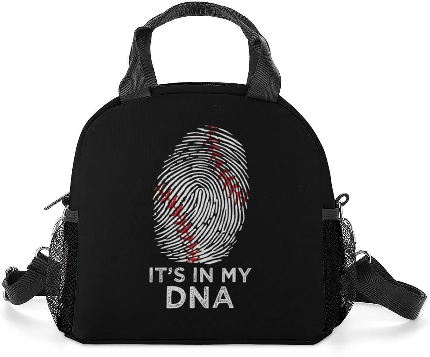 Baseball It's in My DNA Portable Lunch Box Crossbody Bag Tote Insulated with Adjustable Strap Work Beach Picnic