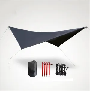 Beach Sun Shelter Tarp Tent Shade Ultralight Sun Radiation Garden Awning Canopy Sunshade Outdoor Camping Hammock Rain Fly (Color : Black tarp upgraged, Size : A)