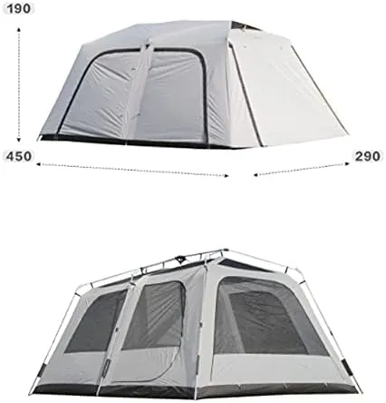 Beach Tent for 5-8 Person Automactic Pop Up Tent Ventilation Sun Shelter with Extended Porch Instant Family Tent for Camping, Hiking, Fishing, Festival (Large Family Tent 5) (Large Family Tent 5)