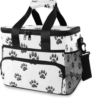Bear Footprint Black Cooler Bag Insulated Cooler Soft Sided Cooler 24 Can Portable Picnic Bag Large Leakproof Lunch Bag Box for Beach Grocery Camping Travel Car Men Women