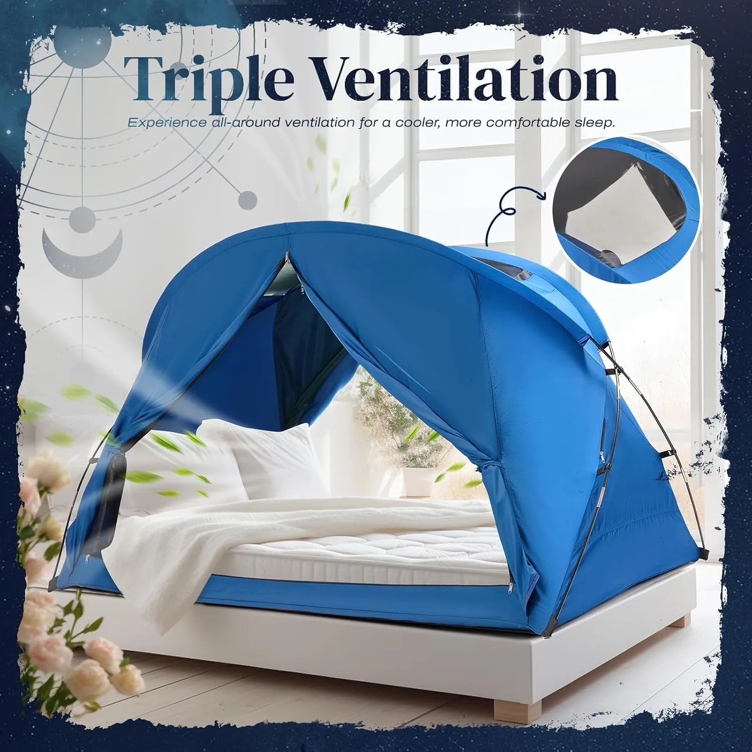 Bed Tent Canopy Twin, Blackout Portable Sleep Tent Easy Setup, Breathable Mesh, Privacy Curtains for Adults, Ideal for Indoor