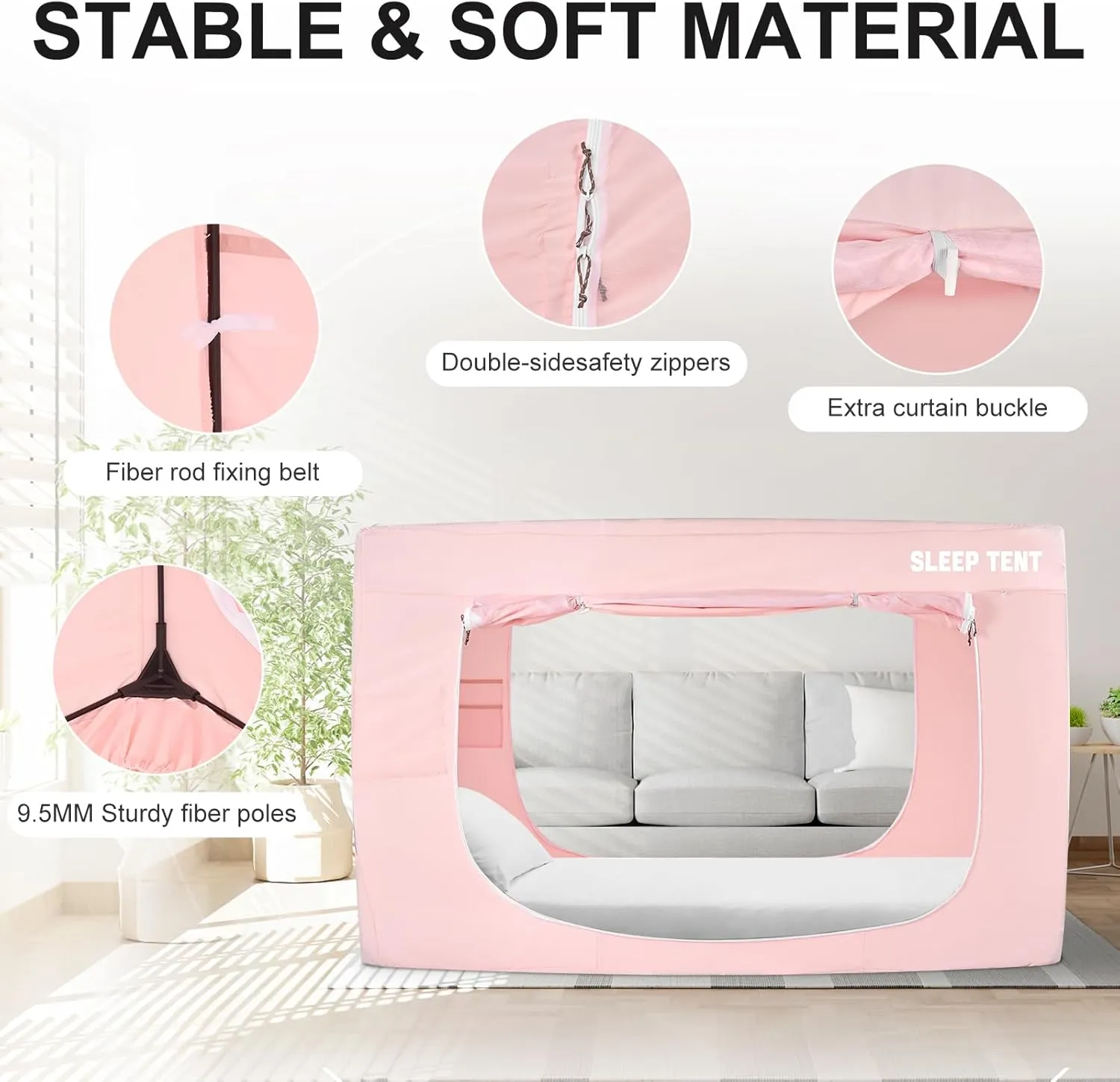 Bed Tent Full Bed Canopy Dream Tent for Indoor Portable Blackout Tents Privacy Space Warm Breathable Sleeping Tents for Kids and Adult(Pink,Mattress Not Included) Reducing Light