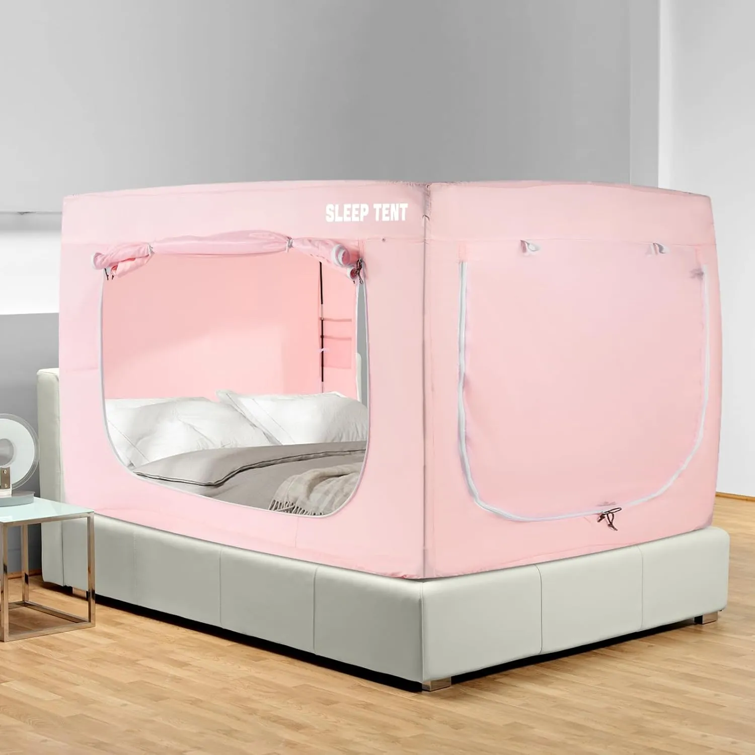 Bed Tent Full Bed Canopy Dream Tent for Indoor Portable Blackout Tents Privacy Space Warm Breathable Sleeping Tents for Kids and Adult(Pink,Mattress Not Included) Reducing Light