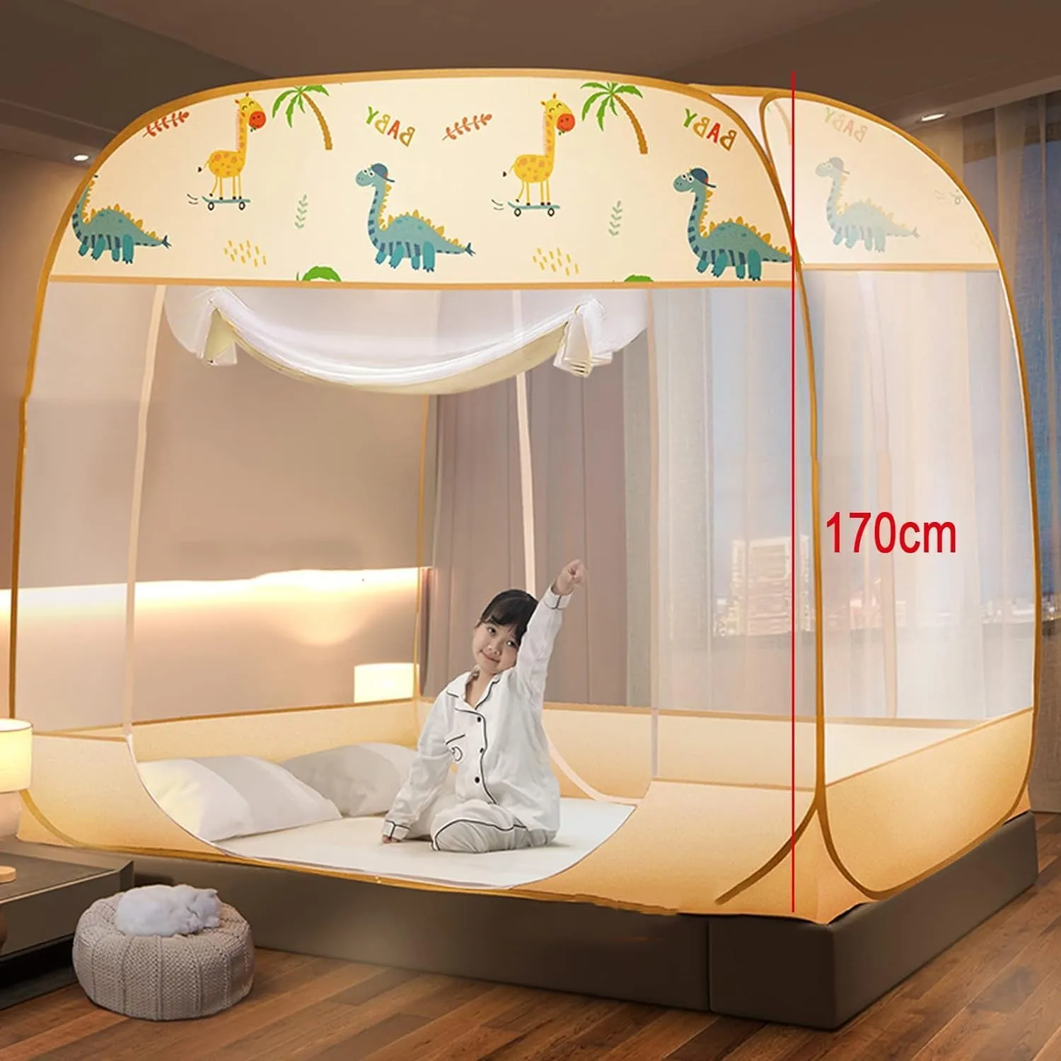 Bedspread Mosquito Net, Foldable Three-Door Mosquito Net with Bottom, Effectively Prevent Mosquito Bites(1.2 * 2.0m)