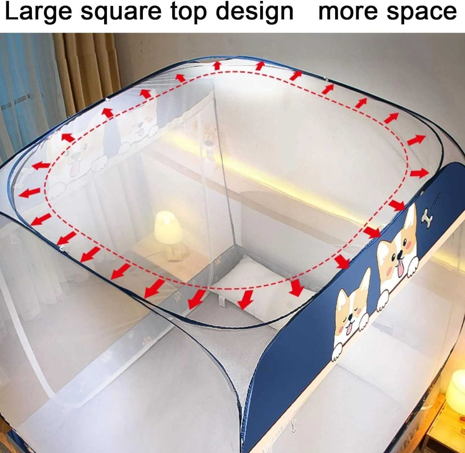 Bedspread Mosquito Net, Foldable Three-Door Mosquito Net with Bottom, Effectively Prevent Mosquito Bites(1.2 * 2.0m)