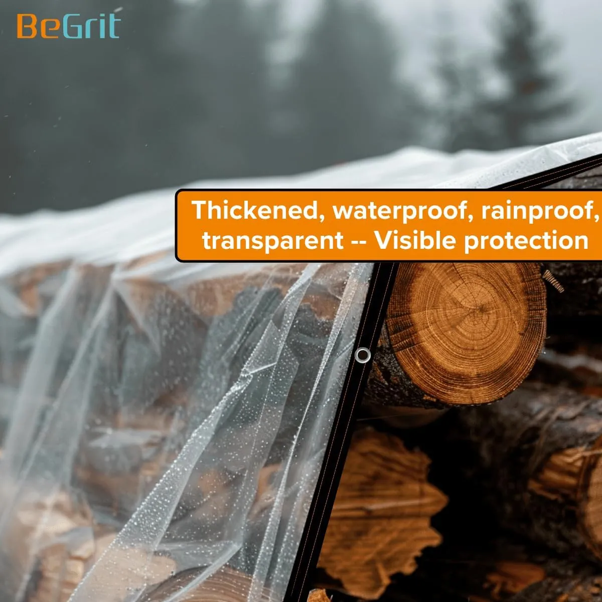 BeGrit Clear Tarps Waterproof Transparent Tarpaulin with Grommets, Dustproof Rainproof Windproof for Greenhouse Garden Patio,with 18 PCS Ball Bungee Cords, 10 x 20ft