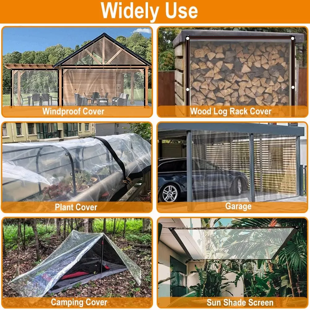 BeGrit Clear Tarps Waterproof Transparent Tarpaulin with Grommets, Dustproof Rainproof Windproof for Greenhouse Garden Patio,with 18 PCS Ball Bungee Cords, 10 x 20ft