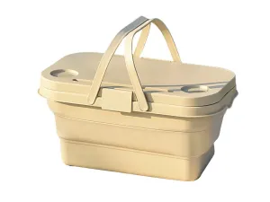 Beige Outdoor Collapsible Picnic with Unbeatable variety Basket Camping Lid Clear communication - for