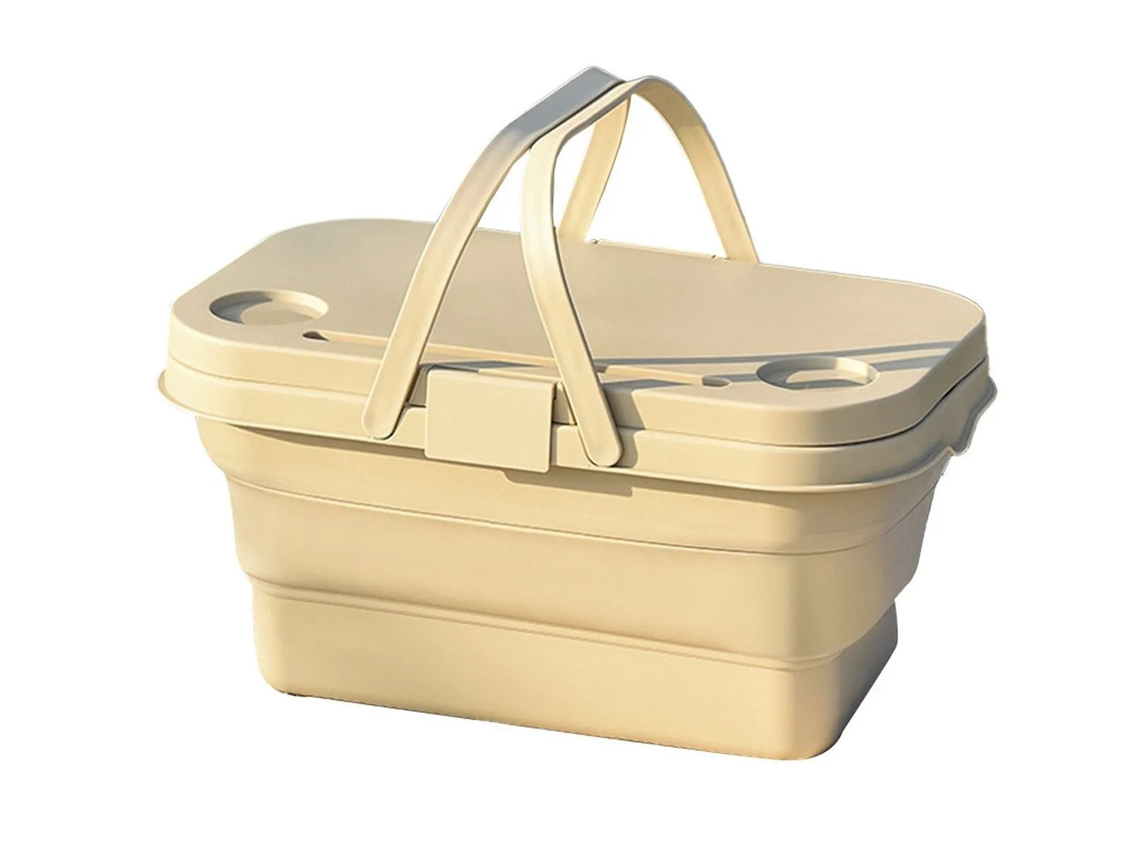 Beige Outdoor Collapsible Picnic with Unbeatable variety Basket Camping Lid Clear communication - for