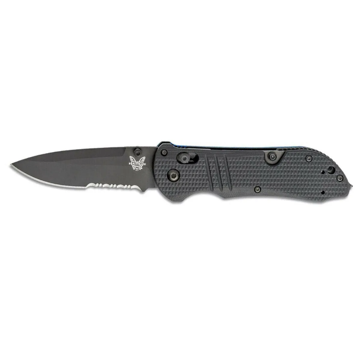 Benchmade 917SBK-1901 Thin Blue Line Tactical Triage Axis W/Hook, Black Serrated Edge Knife