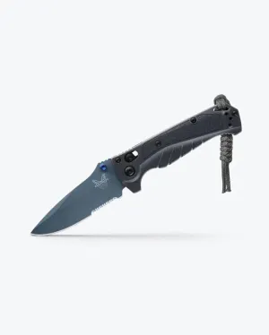 Benchmade - Mini Adira 18065 Outdoor Knife, Drop-Point Serrated Blade with Tempest Gray Grivory Handle (18065SBT-01)