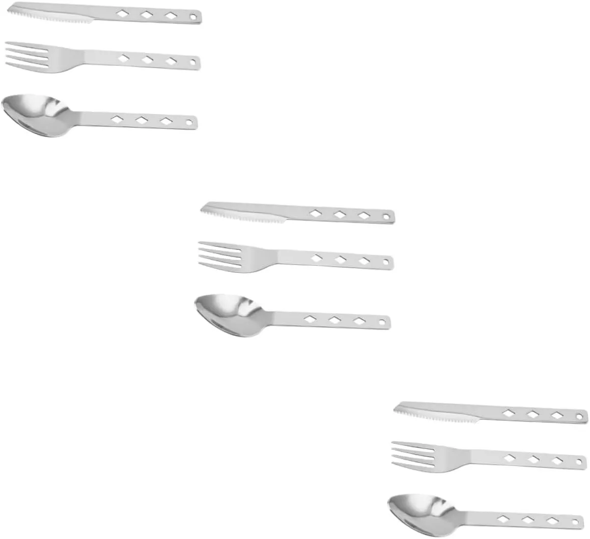 BESPORTBLE 3 Sets Camping Silverware Set Stainless Steel Cutlery Folding Forks Spoons Portable Dinnerware Outdoor Tableware