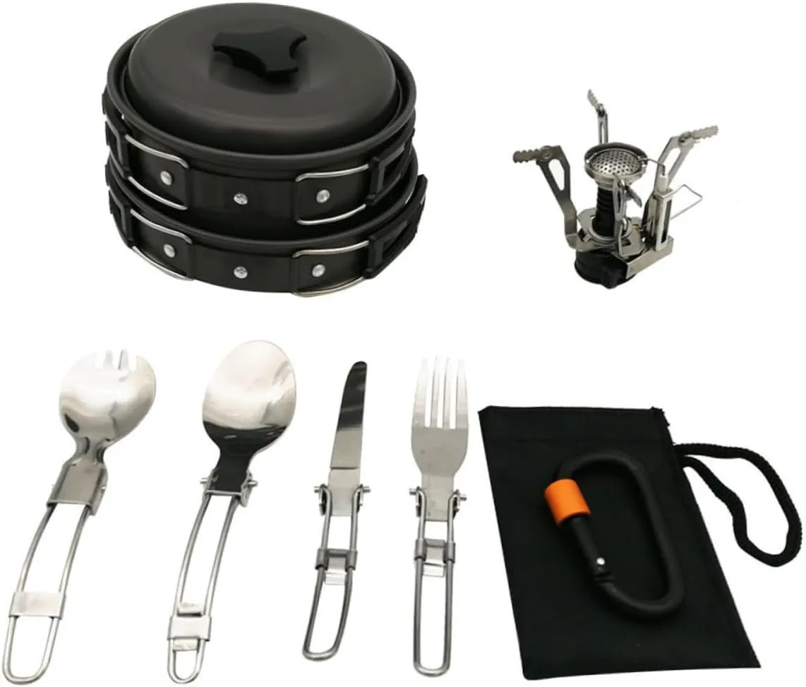 BESPORTBLE Cooking Utensil Set for Camping Portable Pot Non-Stick Pan Foldable Handle for Hiking Picnic
