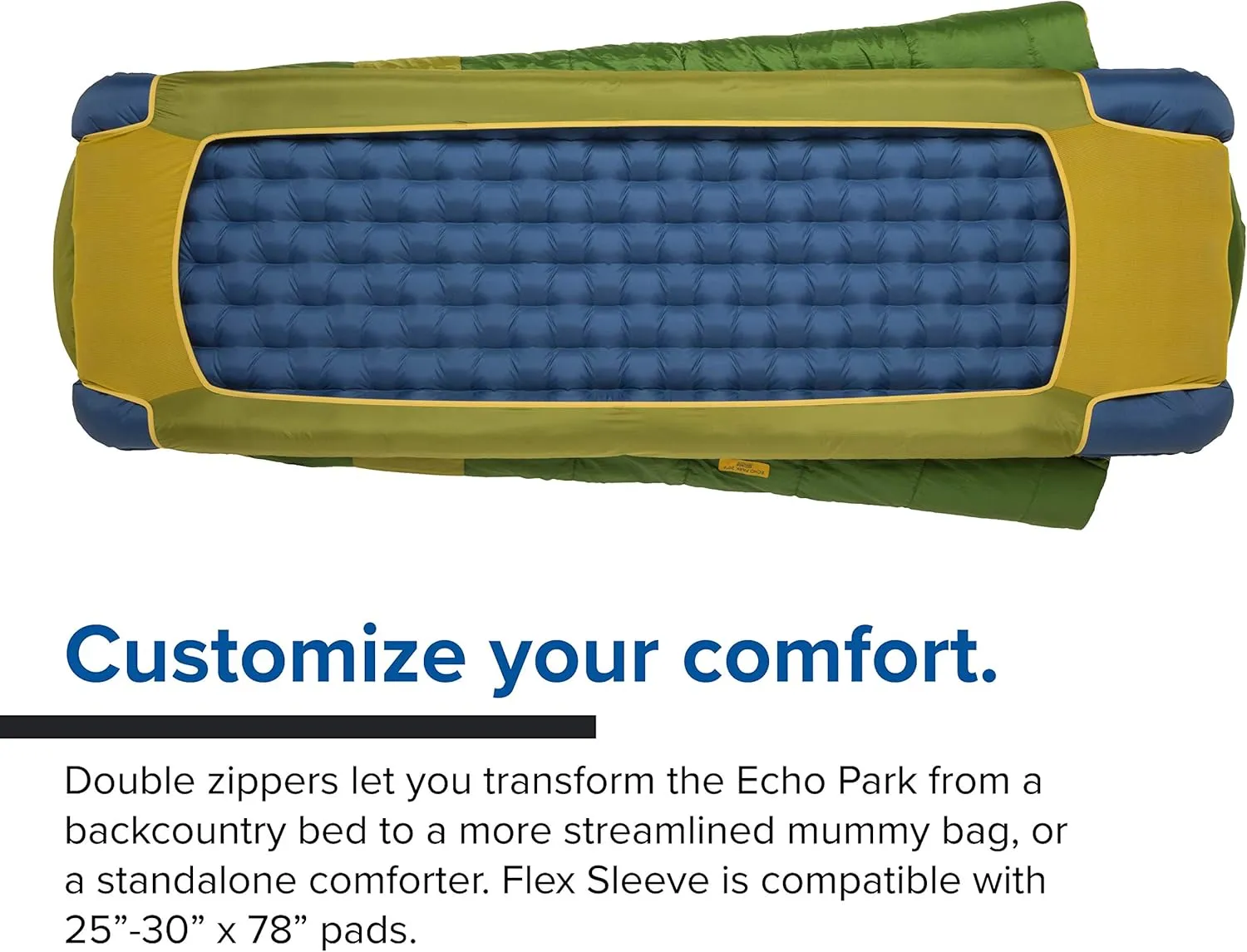 Big Agnes Echo Park Sleeping Bag - Extra Roomy Deluxe Comfort, 0°/25°/35° - Padlok Sleep System for Sleeping Pad Attachment