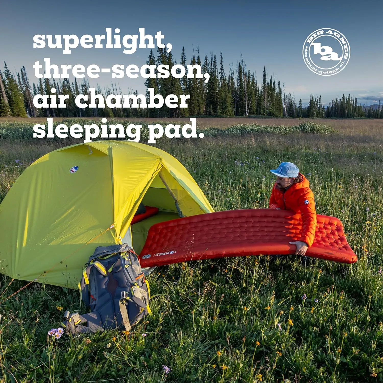 Big Agnes Rapide SL - Insulated Sleeping Pad, Ultralight, All Season Compact Backpacking and Hiking, Pumphouse Sack Included, Orange, 25x78 Wide Long