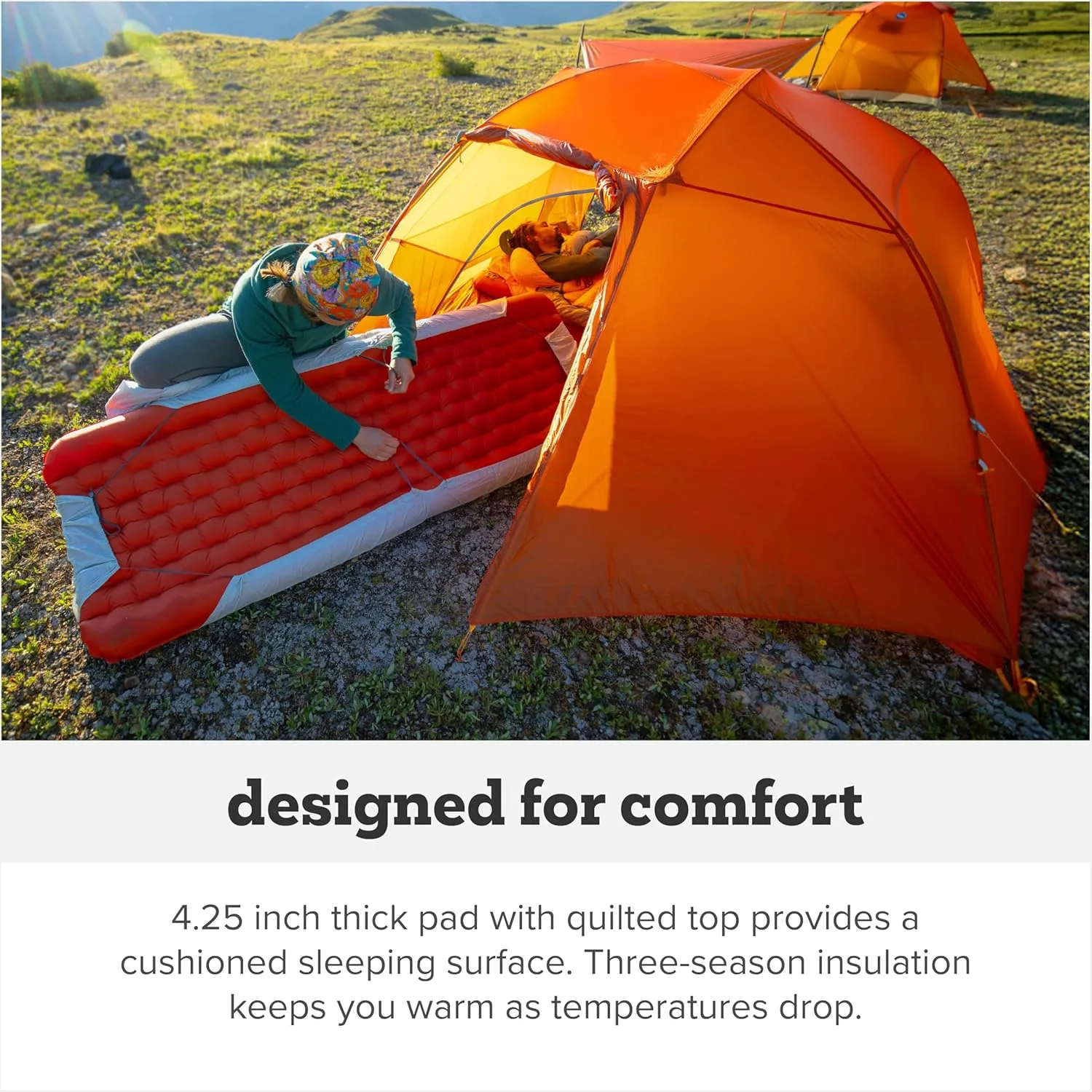 Big Agnes Rapide SL - Insulated Sleeping Pad, Ultralight, All Season Compact Backpacking and Hiking, Pumphouse Sack Included, Orange, 25x78 Wide Long