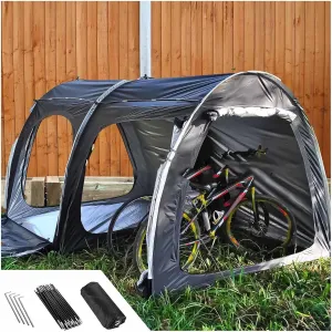 Bike Storage Tent with Ventilation Mesh Bike Tent Outdoor Storage Waterproof with Double Doors for 5-7 Bikes Outdoor Bike Storage Shed Bicycle Tent