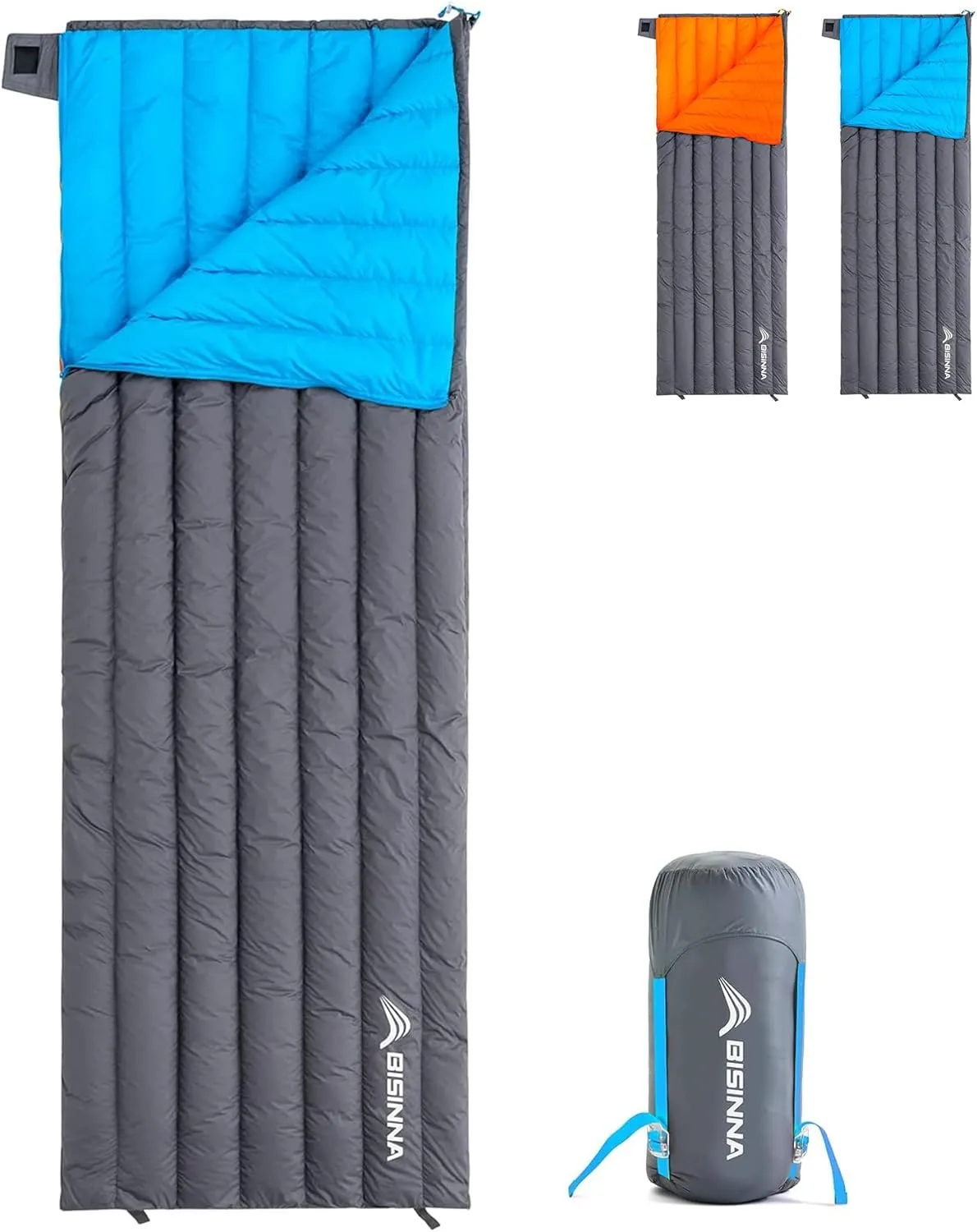 BISINNA 1.72lbs Ultralight Backpacking 650 Fill Power 32-50F Down Sleeping Bag for Adults and Kids - Ultra Lightweight and Compact Backpack Envelope Sleeping Bag for Hiking Camping