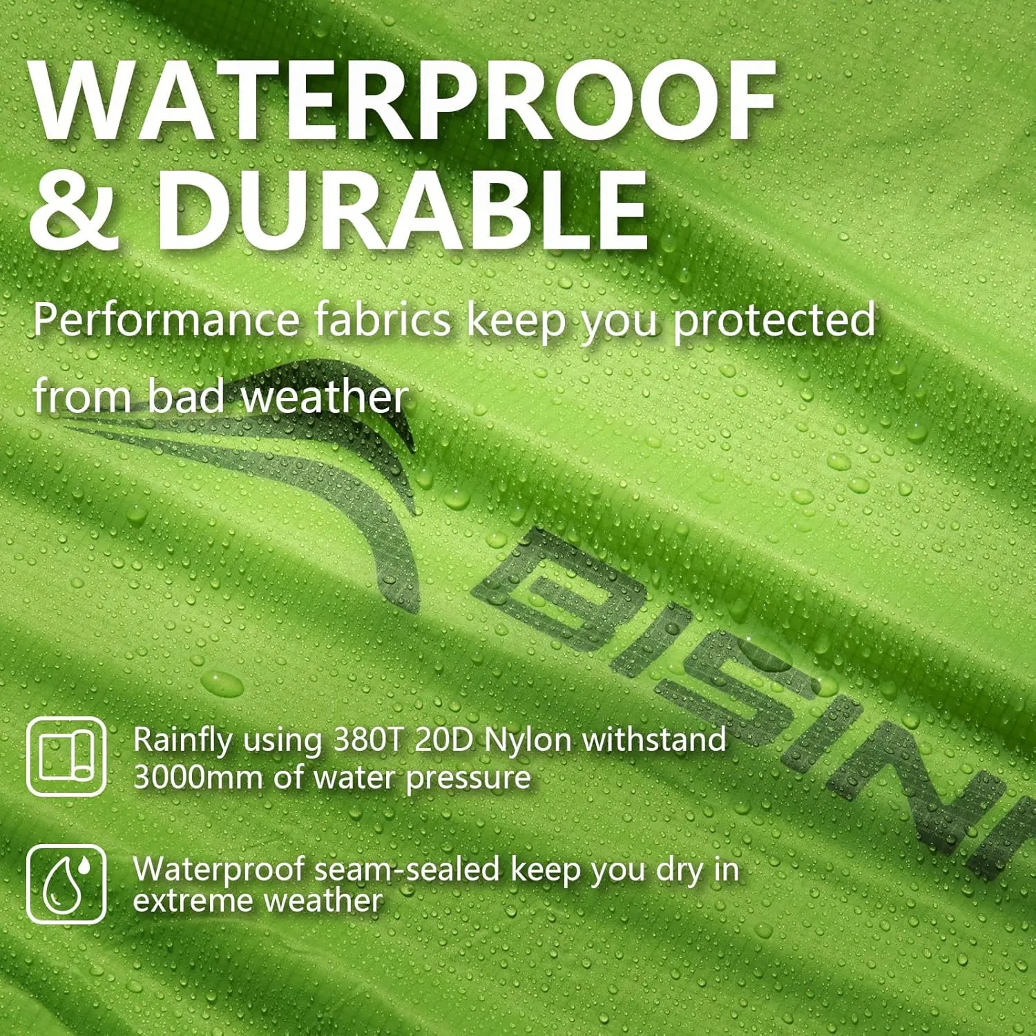 BISINNA Backpacking 2 Person Tent Lightweight 3 Season Camping Tent 20D 380T Nylon Rainfly Double Layer Free Standing Includes Footprnint 7001 Aluminium Poles for Camping Hiking Biking