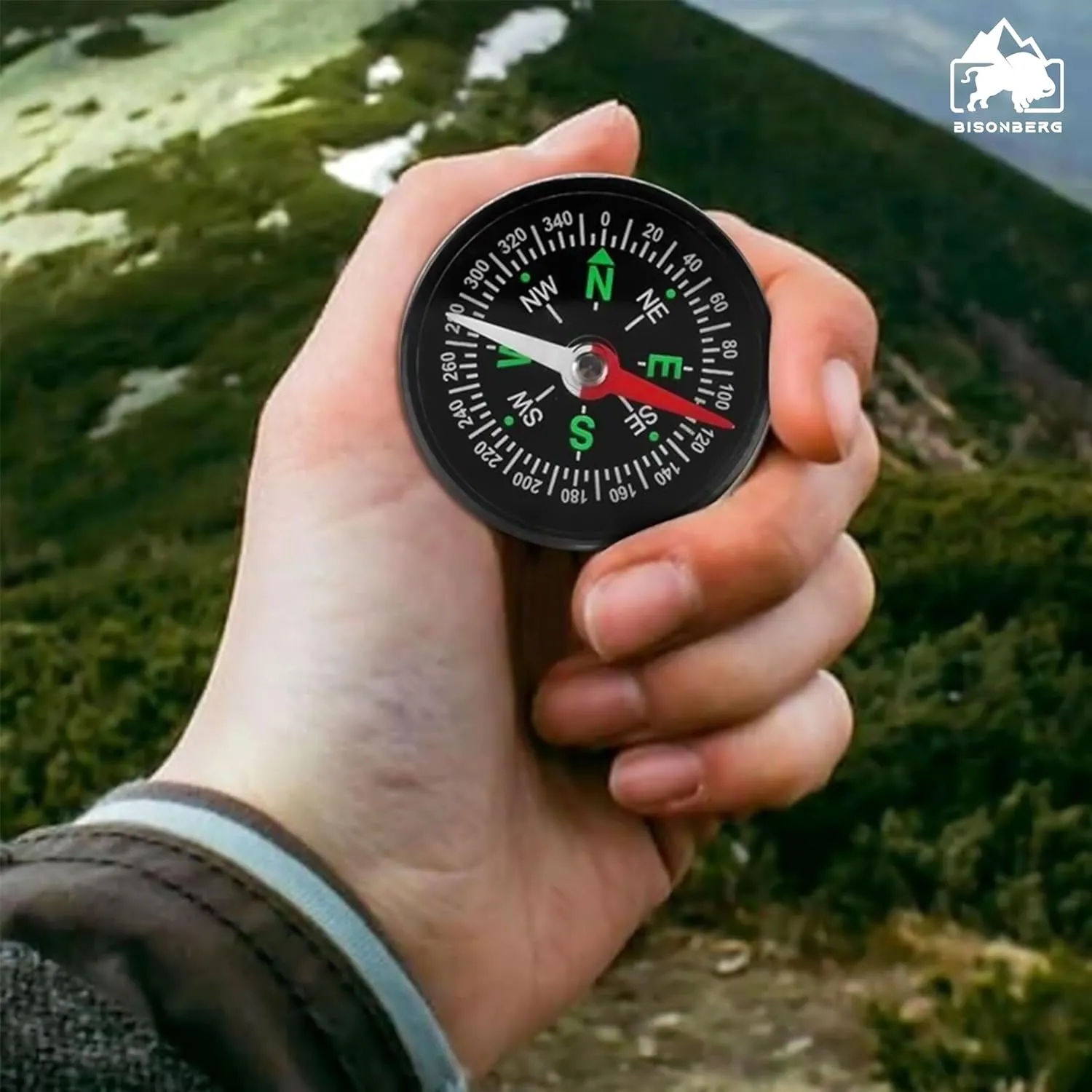 BISONBERG 45mm Large Dial High Accuracy Waterproof Military Compass - Suitable for Camping Hiking, Climbing, Traveling, Black, 45MM-LRG-DIAL-COMPSS