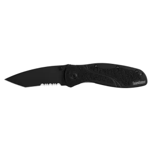 Bluer Tanto Serrated Knife - Black