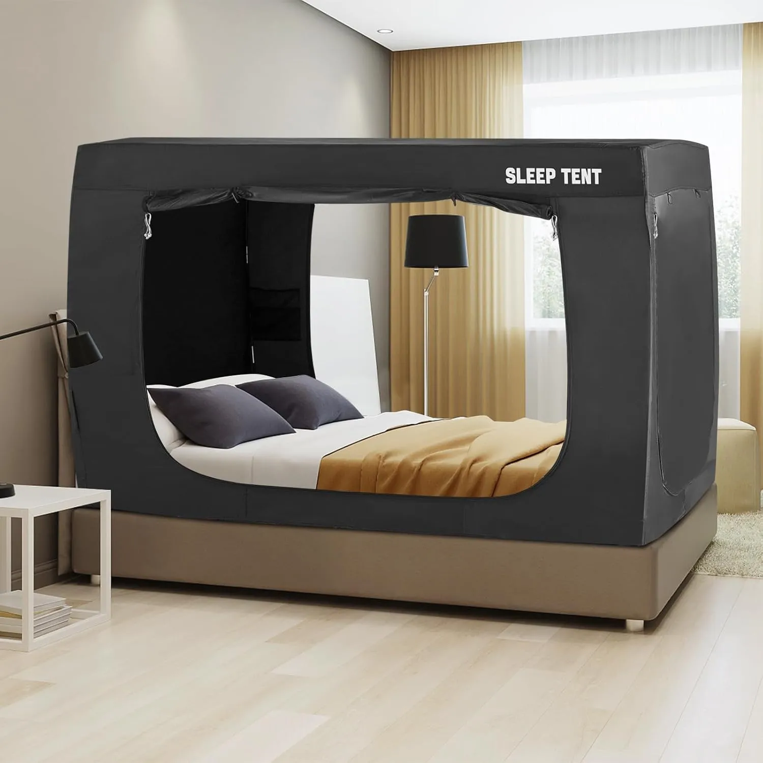 BORNA Bed Tent Bed Canopy Full Size for Adult and Kids,Portable Sleeping Tents Dream Tents Indoor for Kids and Adult, Breathable Privacy Space on Bed with Three Doors (Mattress Not Included)