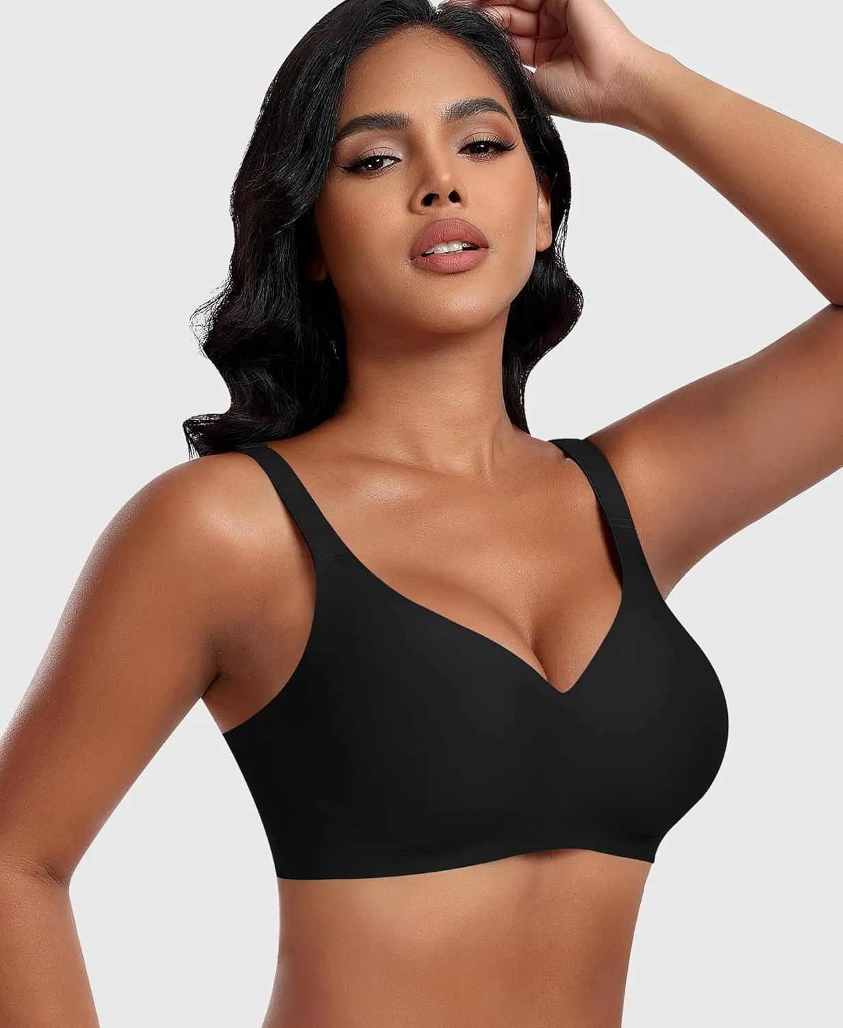 Bras for Women Wireless V Neck Push Up Seamless No Underwire Comfortable Plus Size Everyday Bra Bralettes with Extender