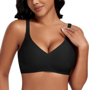 Bras for Women Wireless V Neck Push Up Seamless No Underwire Comfortable Plus Size Everyday Bra Bralettes with Extender