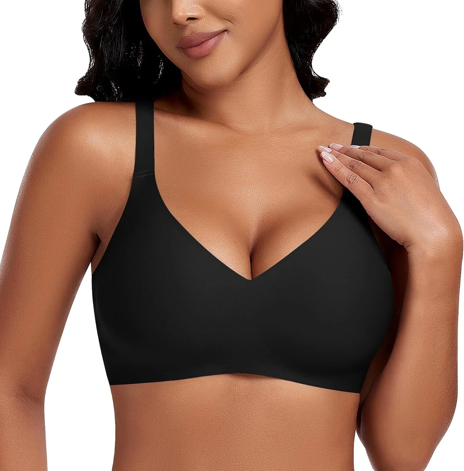 Bras for Women Wireless V Neck Push Up Seamless No Underwire Comfortable Plus Size Everyday Bra Bralettes with Extender
