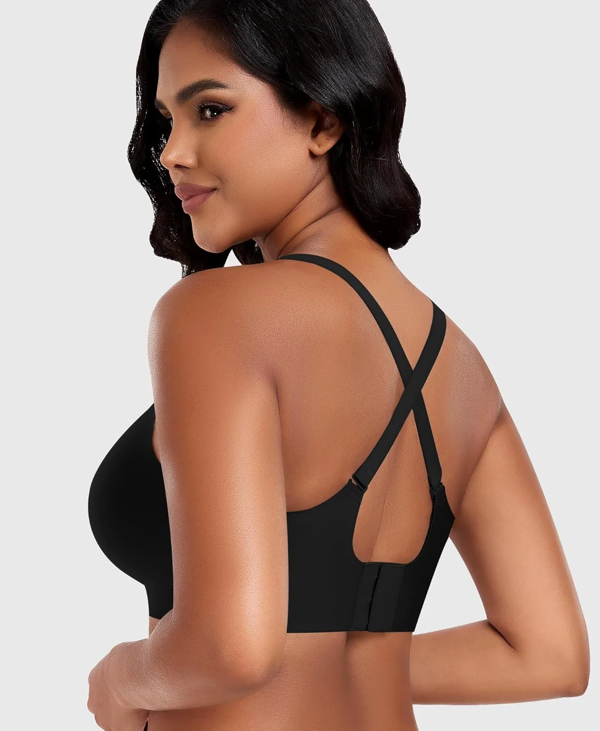 Bras for Women Wireless V Neck Push Up Seamless No Underwire Comfortable Plus Size Everyday Bra Bralettes with Extender