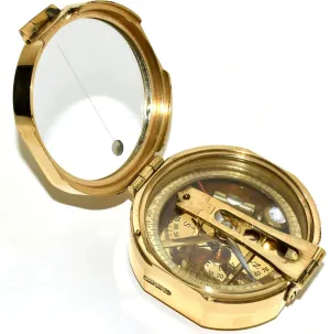 Brass Brunton Compass Magnetic Direction Hiking Bronton Compasses Maritime Nautical GIF