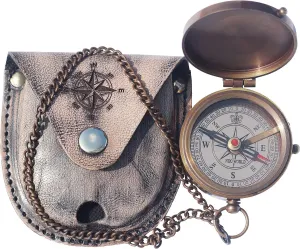Brass Engrved Compass for Men, Pocket Compass with Leather Case, Antique Handmade Religious Gift Idea for Graduation, Communion, Baptism (to My Son, Love Dad)