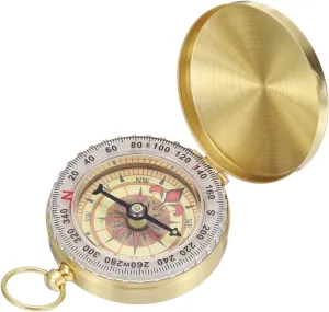 Brass Glow-in-the-Dark Pocket Compass by PATIKIL