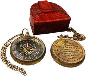 Brass Pocket Compass Him, Her, Husband Compass Graduation, Gift for Men,