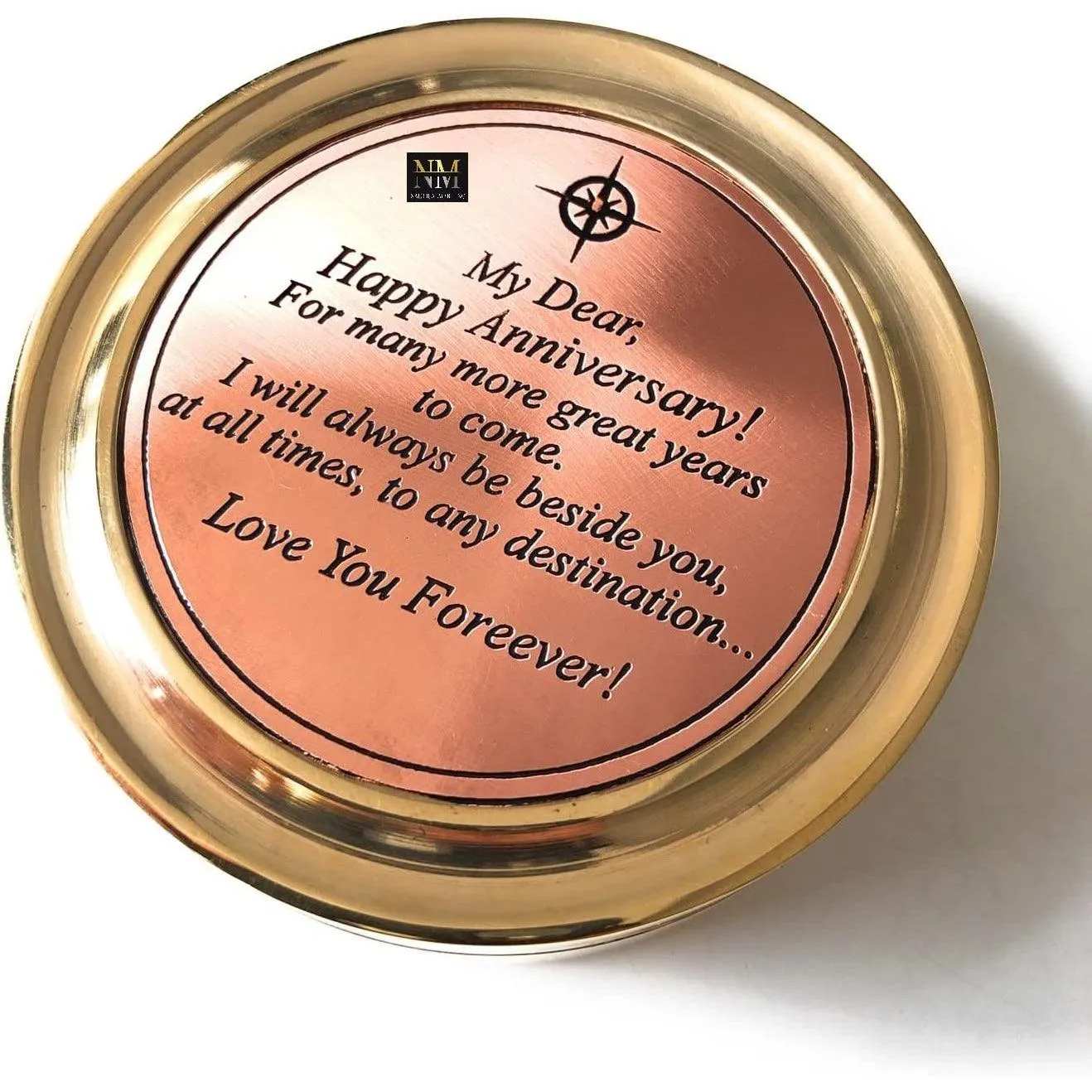 Brass Sundial Compass with Special Engraved Greeting