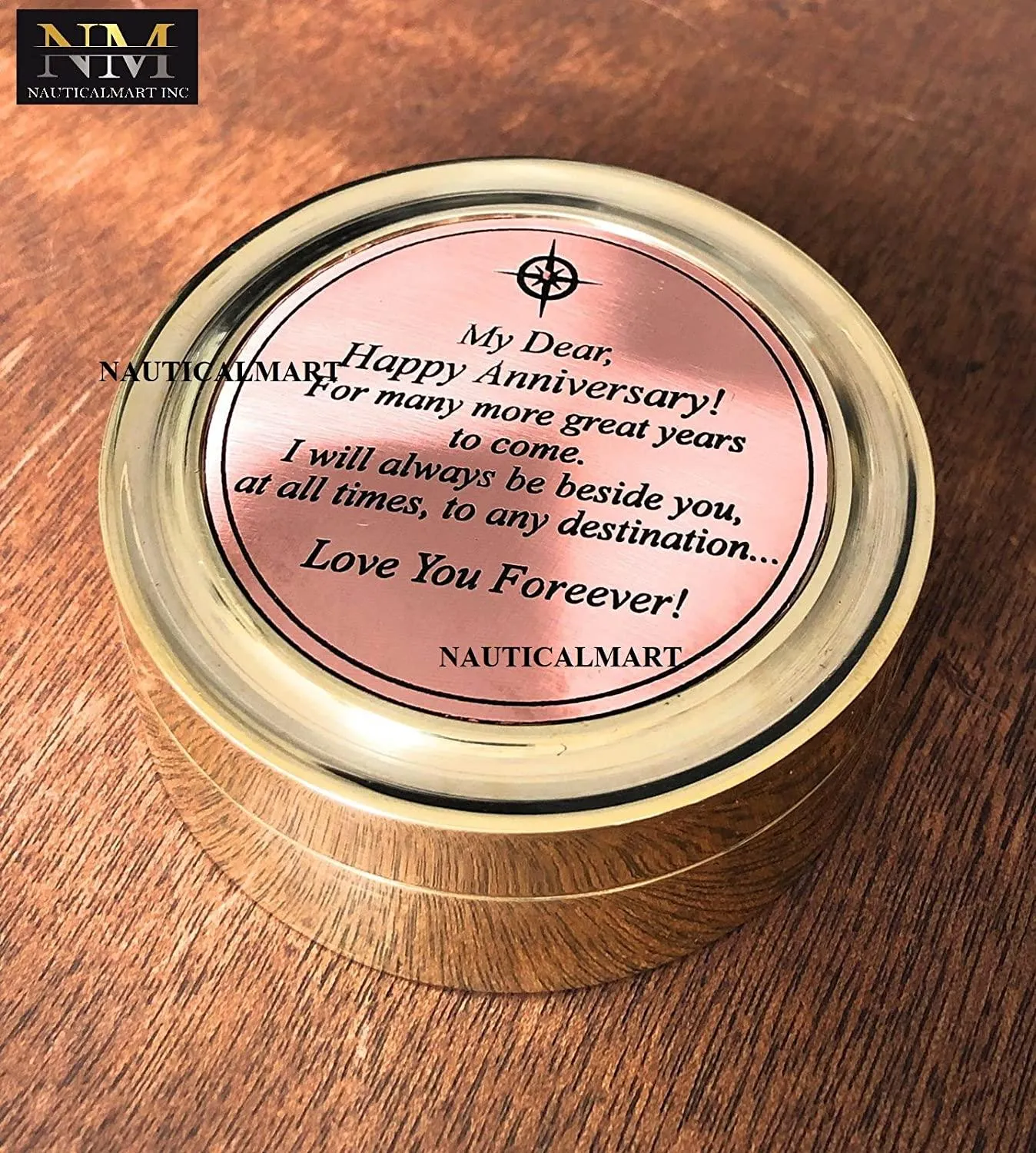 Brass Sundial Compass with Special Engraved Greeting