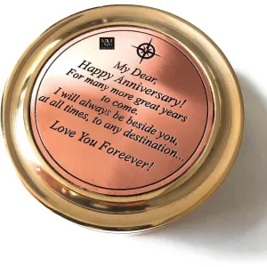 Brass Sundial Compass with Special Engraved Greeting