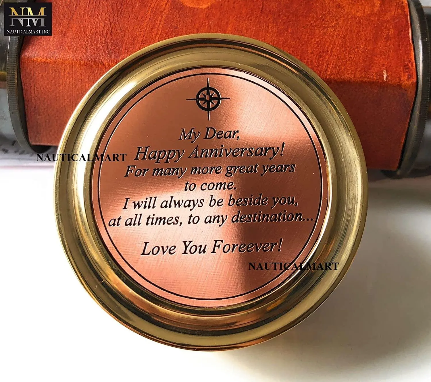 Brass Sundial Compass with Special Engraved Greeting